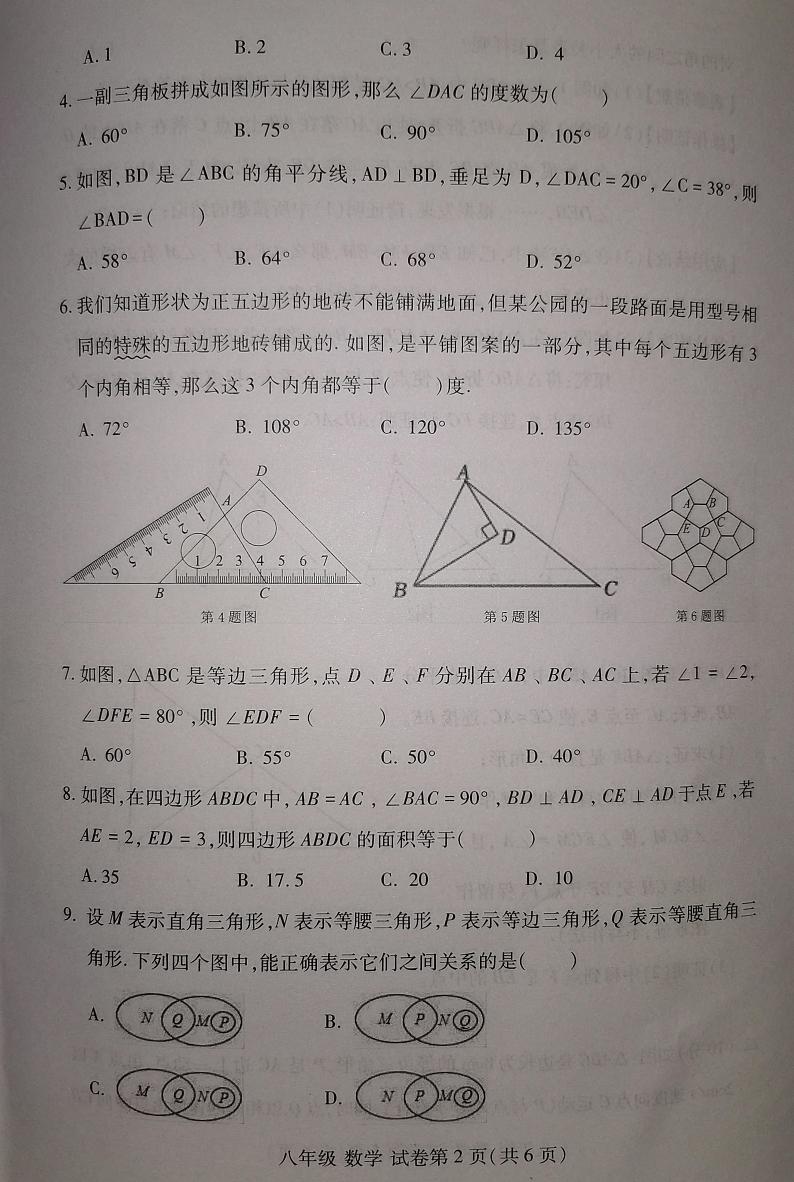 河南省洛阳市洛龙区2024-2025学年八年级上学期11月期中考试数学试题第2页