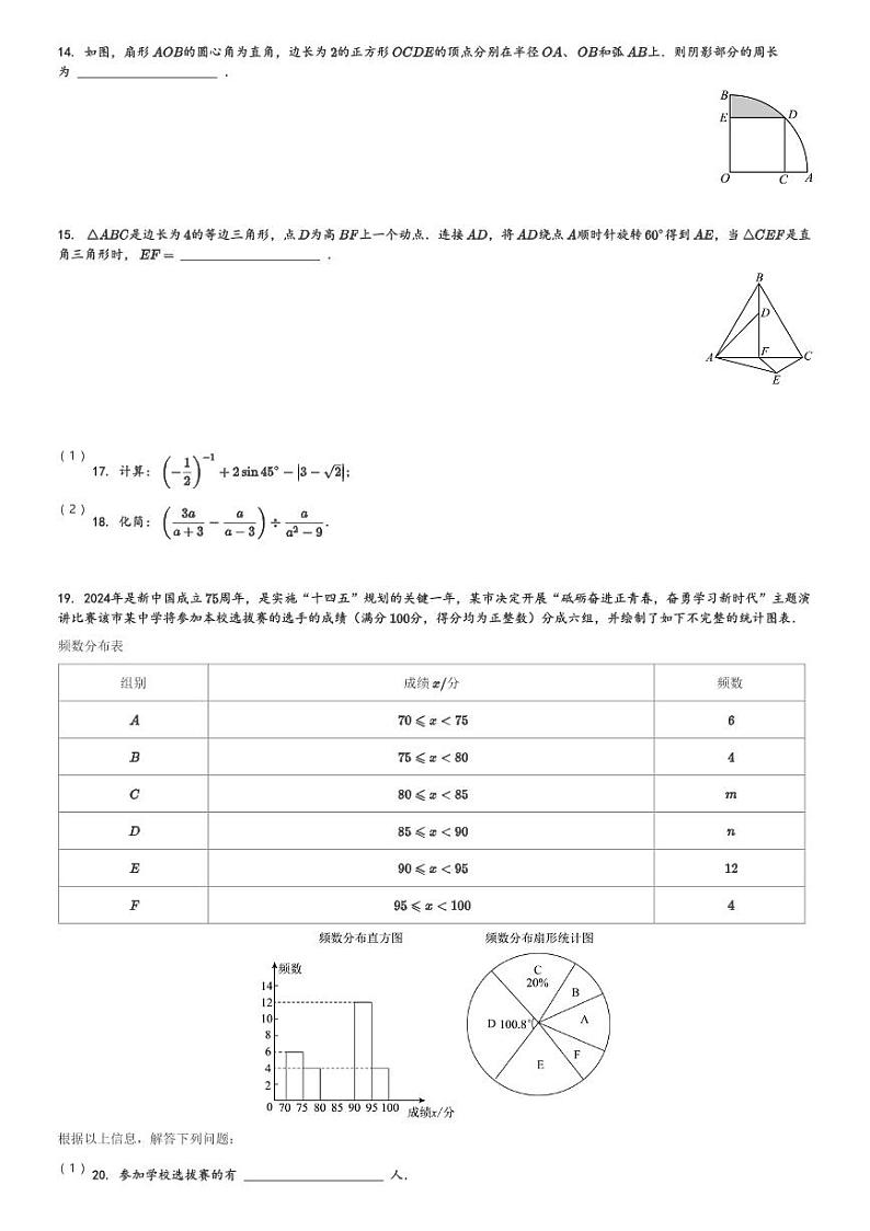 2024年河南省漯河市召陵区青年镇初级中学中考一模考试数学试题[原题+解析]第3页