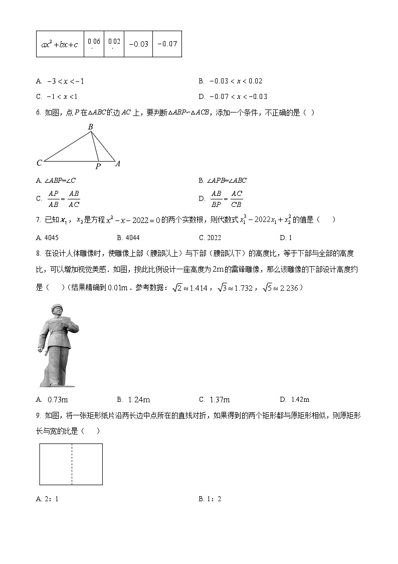 解析： 湖南省张家界市永定区2024-2025学年九年级上学期期中考试数学试题（原卷版）第2页