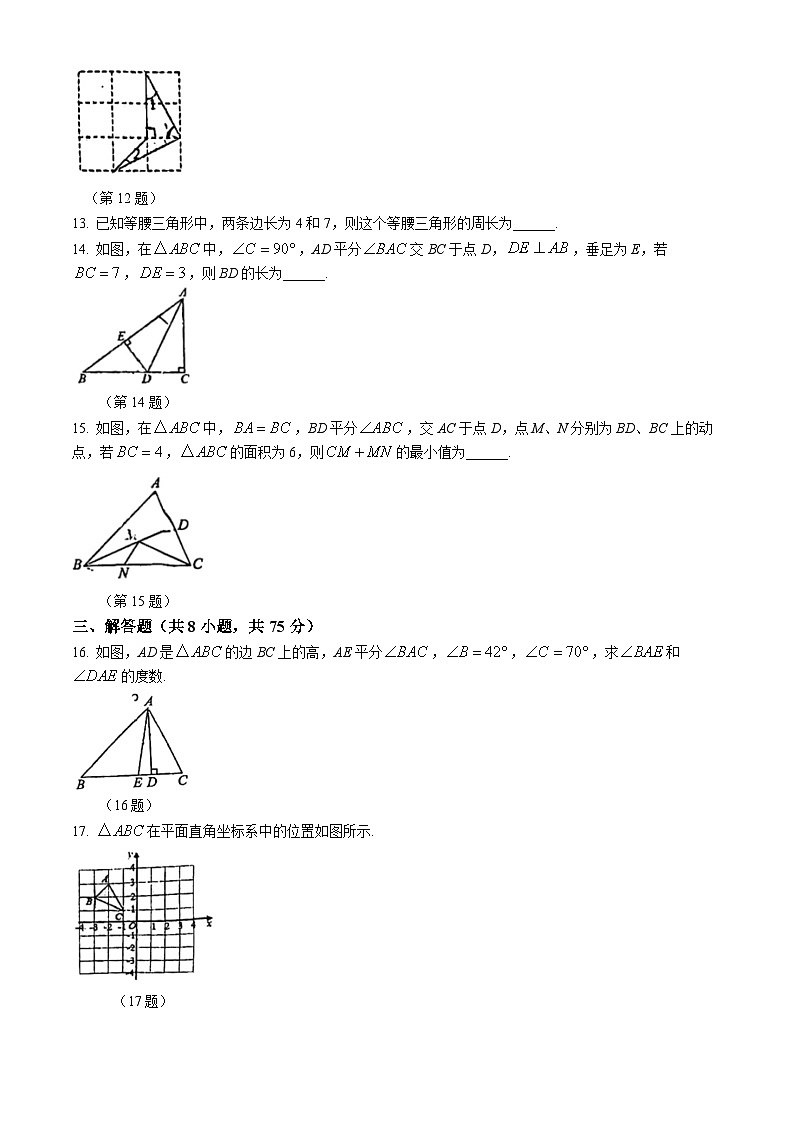 河南省 许昌市建安区第三中学2024-2025学年八年级数学上学期期中试卷(无答案)第3页