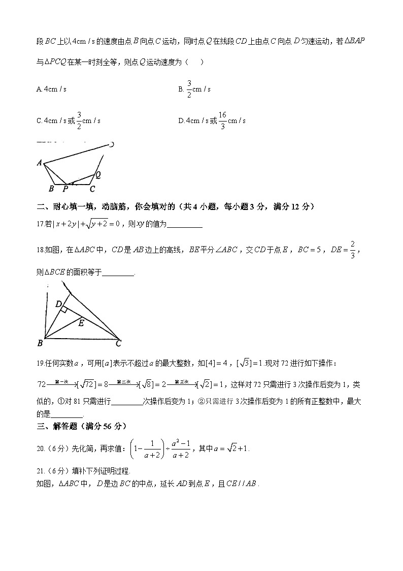 河北省石家庄市第九中学2024-2025学年八年级上学期期中考试数学试卷(无答案)第3页
