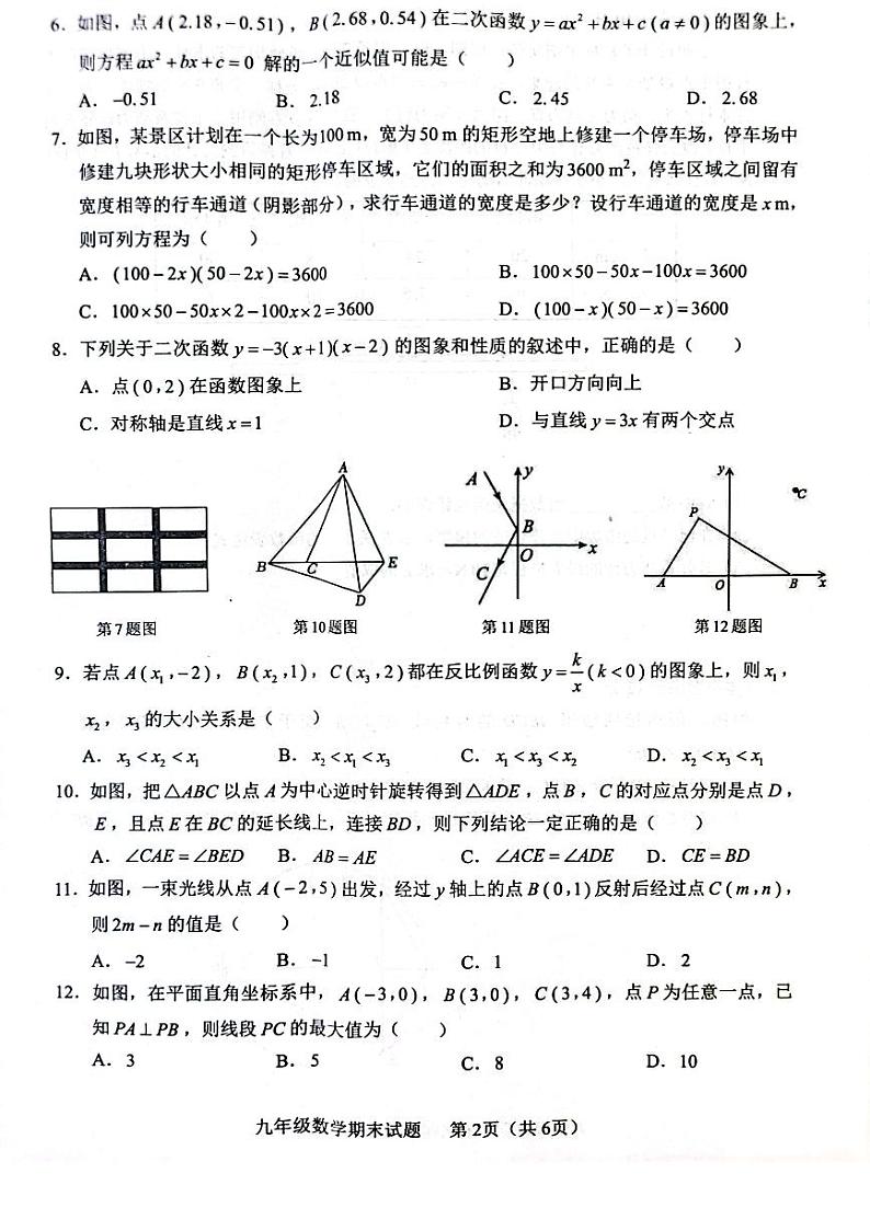 2023-2024学年山东省临沂市临沭县九年级（上）期末数学试卷第2页