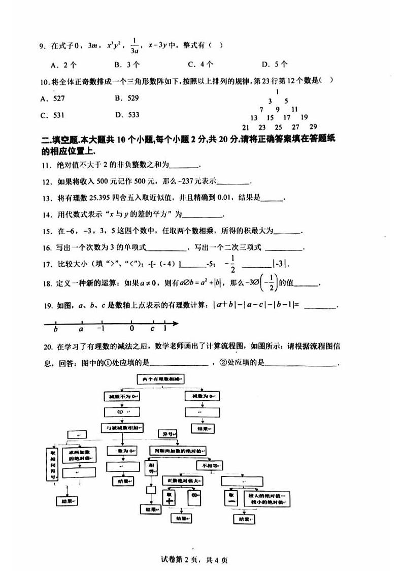 2024北京仁和中学初一（上）期中真题数学试卷第2页