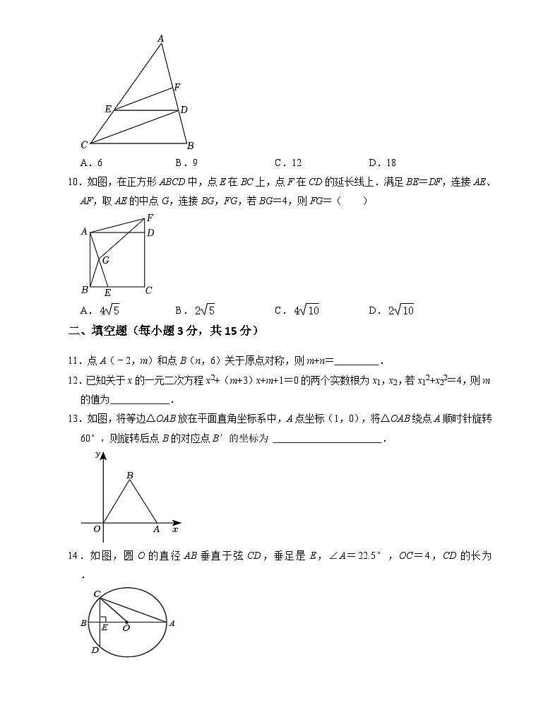 辽宁省辽阳市灯塔市2024-2025学年九年级上学期11月期中考试数学试题第3页