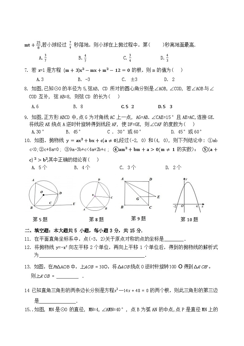 广东省东莞市沙田瑞风实验学校2024-2025学年上学期九年级期中考试数学试卷02