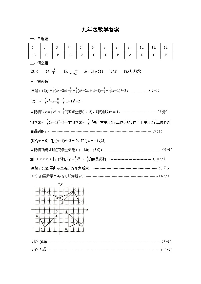2024--2025九年级数学答案第1页