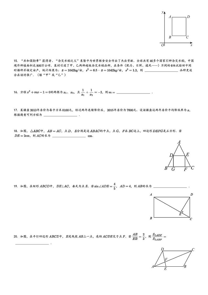 河北省石家庄市栾城区2023-2024学年九年级(上)期中数学试题(含解析)第3页