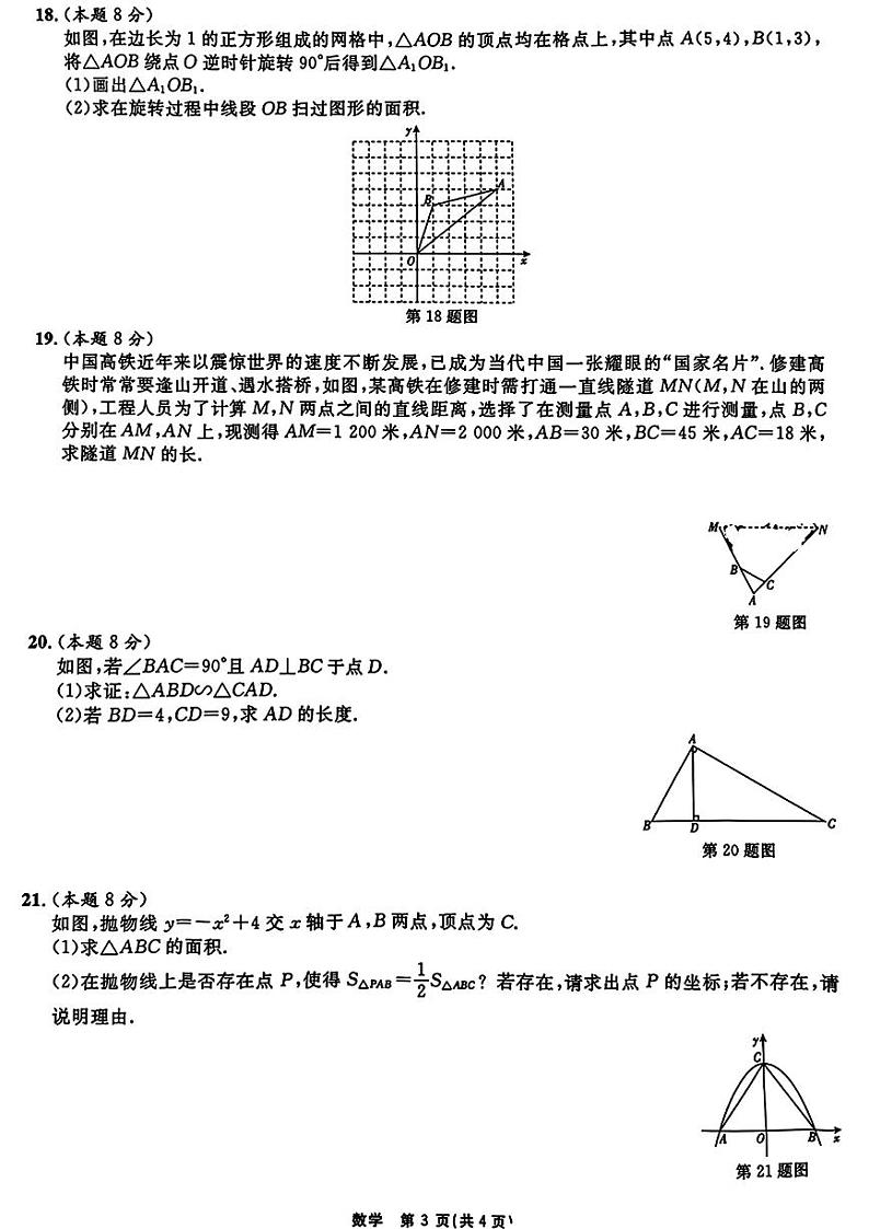 宁波“山海联盟”协作学校2024年上学期期中调研九年级数学试题+答案第3页