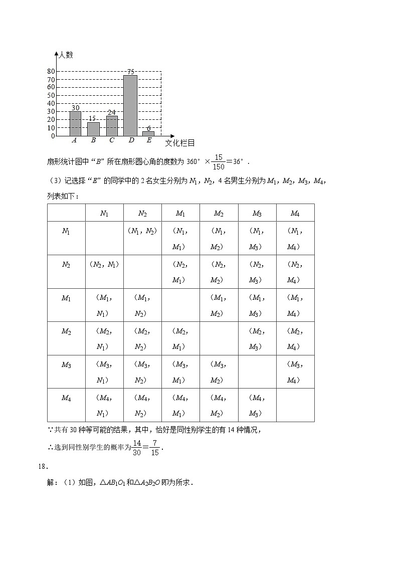 九年级数学期中测试参考答案第2页