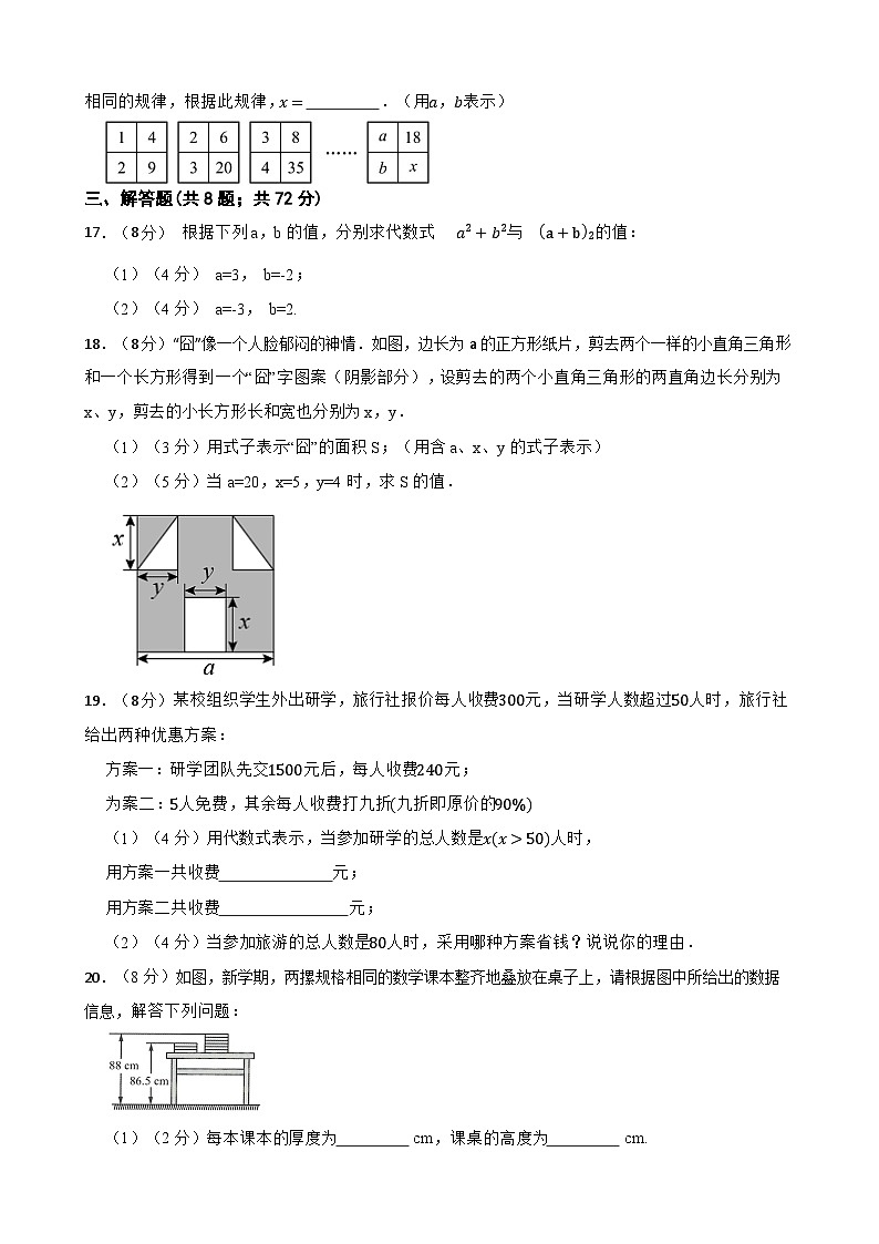 冀教版（2024新版）七年级上册数学第三章 代数式 单元测试卷（含答案）第3页