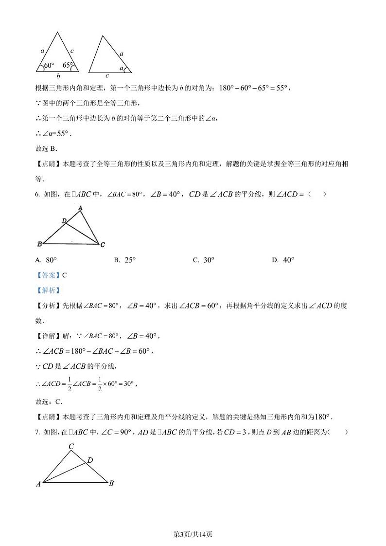 广东省湛江市廉江市2023-2024学年八年级上学期月考数学试题（解析版）第3页