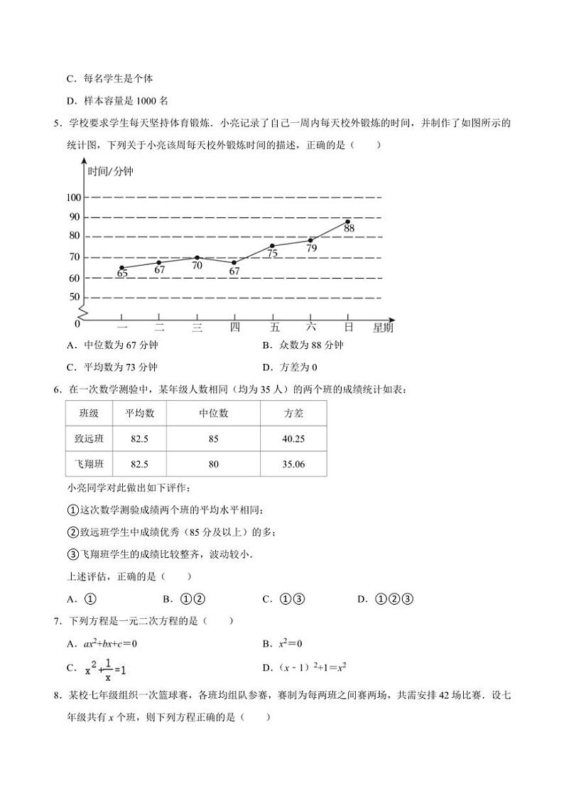 河北省衡水市武强县八校联考2024～2025学年九年级(上)期中数学试卷(含答案)第2页
