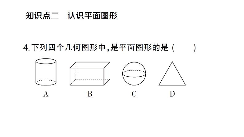 初中数学新人教版七年级上册6.1.1第1课时 认识几何图形作业课件（2024秋）第4页