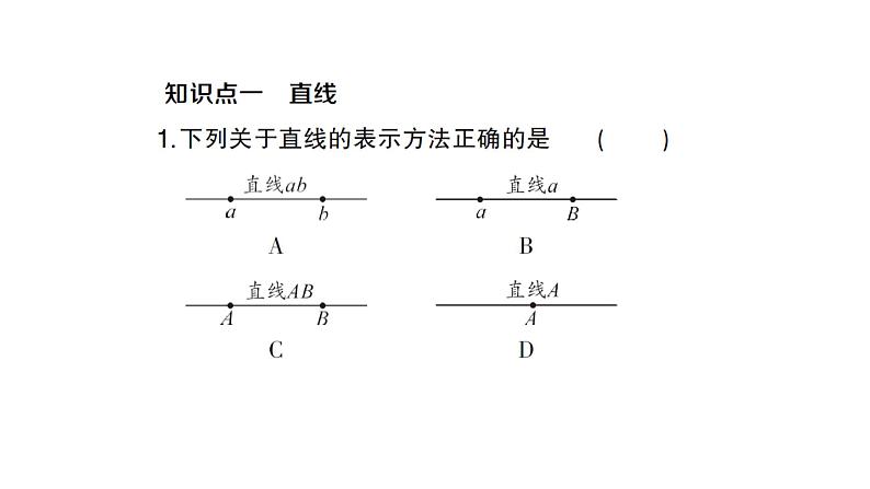 初中数学新人教版七年级上册6.2.1 直线、射线、线段作业课件（2024秋）第2页