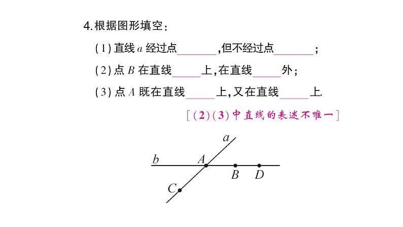 初中数学新人教版七年级上册6.2.1 直线、射线、线段作业课件（2024秋）第4页