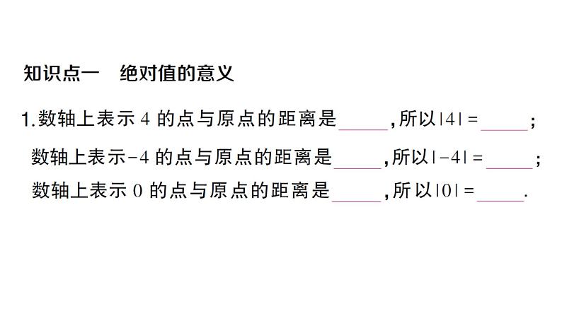 初中数学新人教版七年级上册1.2.4 绝对值作业课件（2024秋）第2页