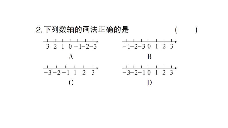 初中数学新人教版七年级上册1.2.2 数轴作业课件（2024秋）第3页