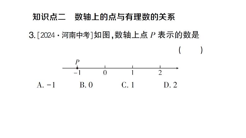 初中数学新人教版七年级上册1.2.2 数轴作业课件（2024秋）第4页