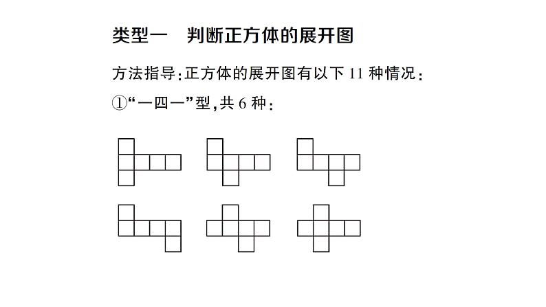 初中数学新人教版七年级上册6.1.1方法技巧专题 正方体的展开与折叠作业课件（2024秋）第2页