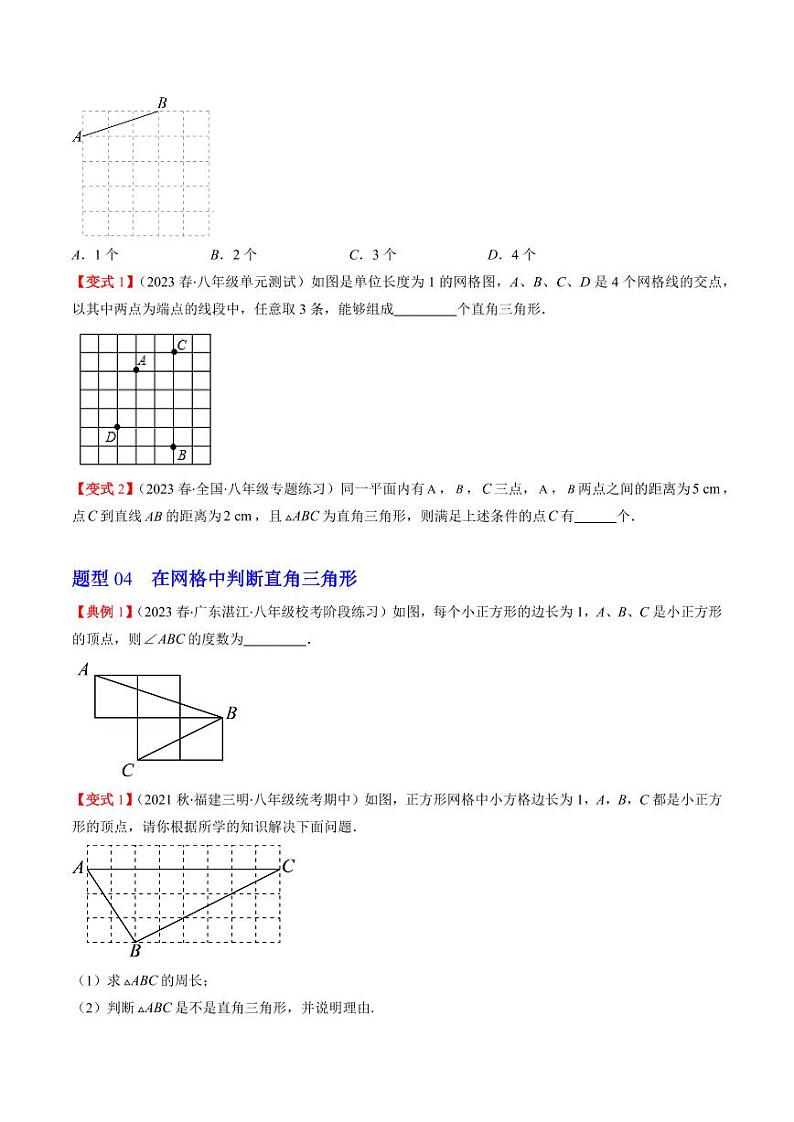 第02讲 一定是直角三角形吗（原卷版）-2024-2025学年八年级数学上册同步学与练（北师大版）第3页