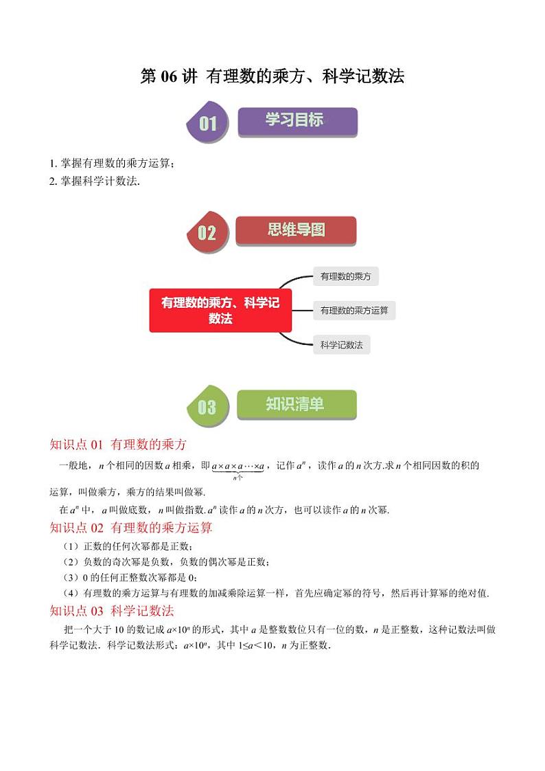 第06讲 有理数的乘方、科学记数法(5类热点题型讲练)（解析版）-2024-2025学年七年级数学上册同步学与练（北师大版）第1页