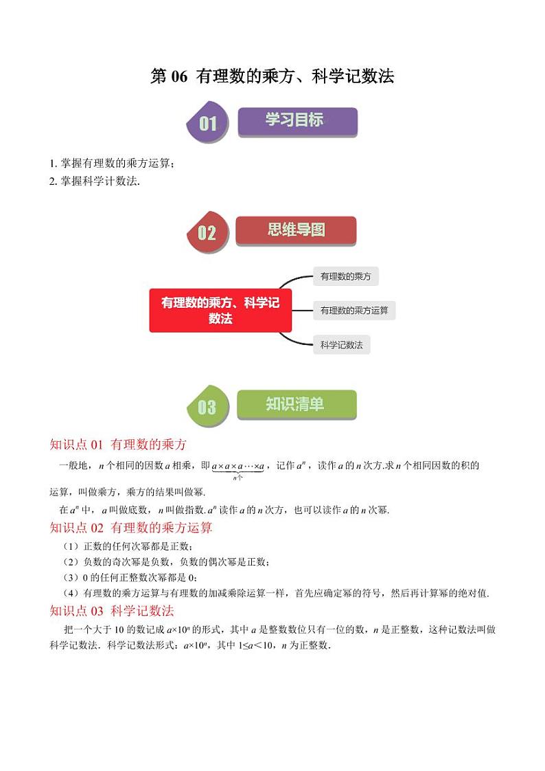 第06讲 有理数的乘方、科学记数法(5类热点题型讲练)（原卷版）-2024-2025学年七年级数学上册同步学与练（北师大版）第1页