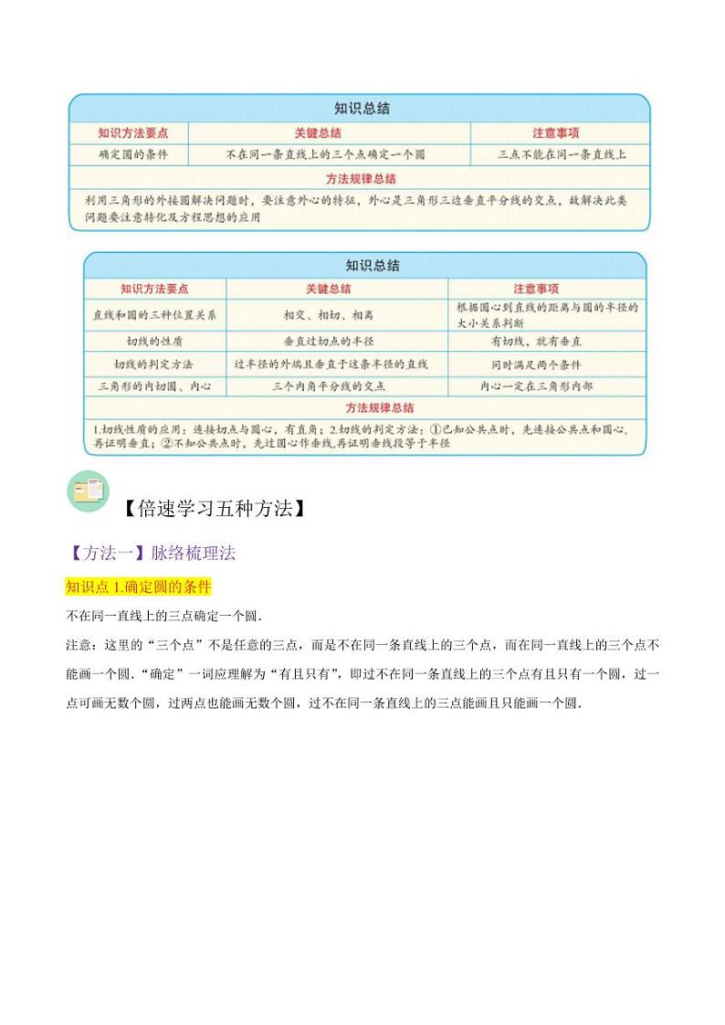 专题13确定圆的条件、直线和圆的位置关系 （5个知识点8种题型）（原卷版）-2024-2025学年九年级数学下册同步学与练（北师大版）第2页