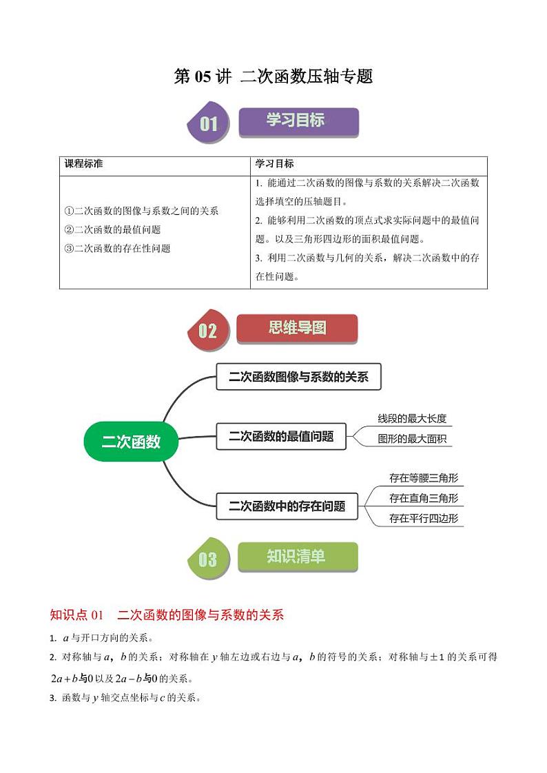 第05讲 二次函数压轴专题训练（原卷版）-2024-2025学年九年级数学上册同步学与练（人教版）第1页