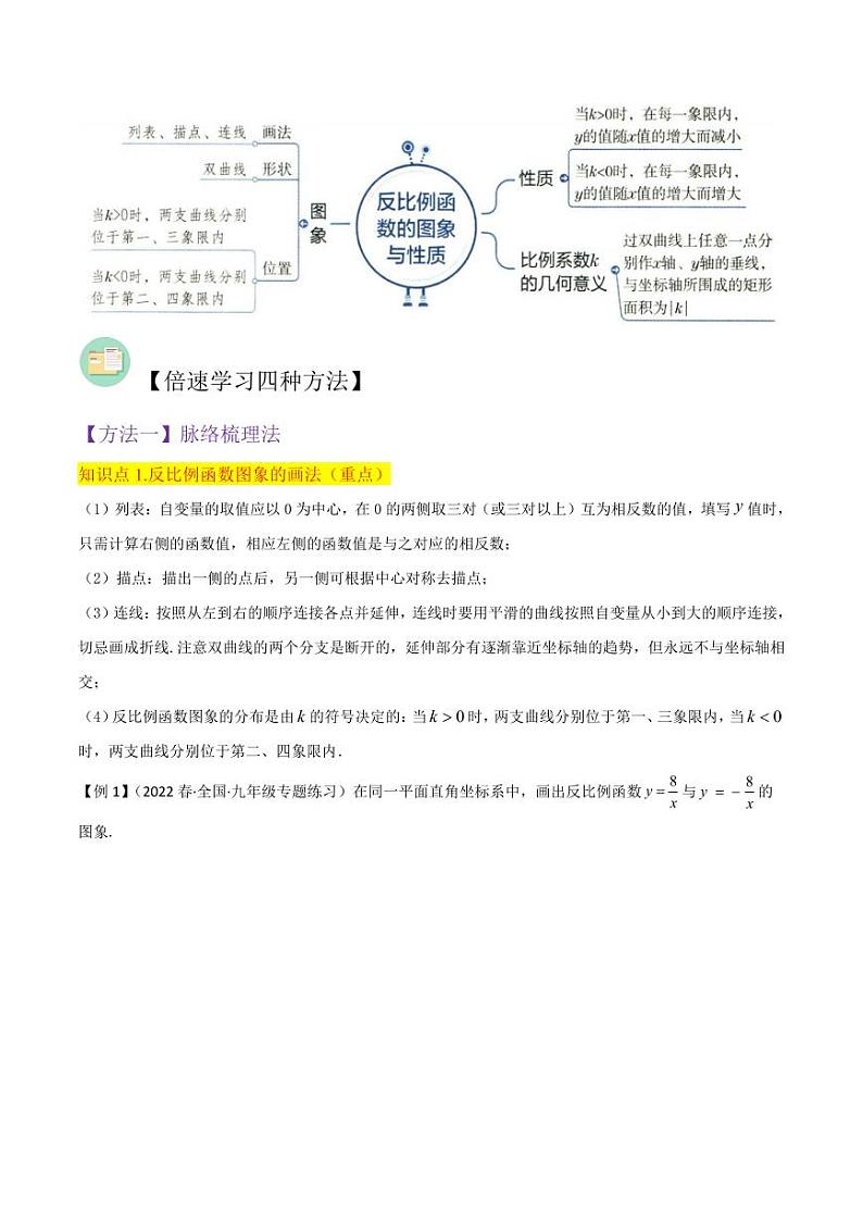 专题21反比例函数的图象与性质（3个知识点5种题型2种中考考法）（原卷版）-2024-2025学年九年级数学上册同步学与练（北师大版）02