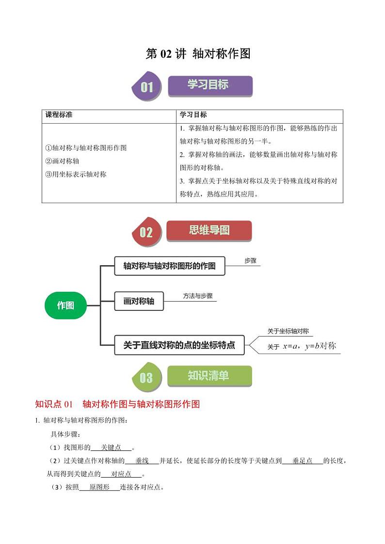 第02讲 画轴对称图形（解析版）-2024-2025学年八年级数学上册同步学与练（人教版）第1页