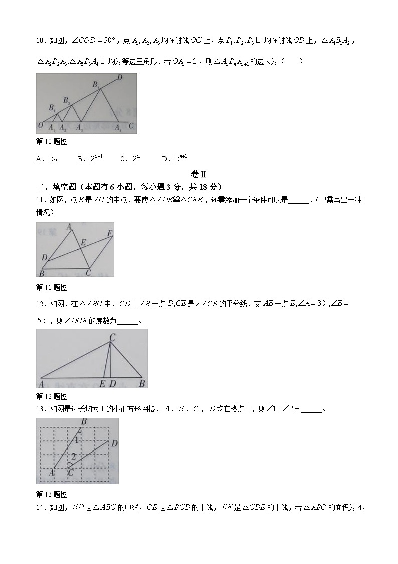 浙江省台州市临海市东塍镇中学2024-2025学年八年级上学期11月期中数学试题03