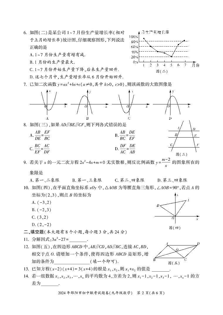 湖南邵阳市2023-2024学年九年级上学期1月期末数学试题（含答案）第2页