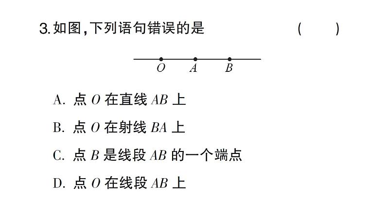 初中数学新北师大版七年级上册4.1第1课时 线段、射线、直线作业课件2024秋04