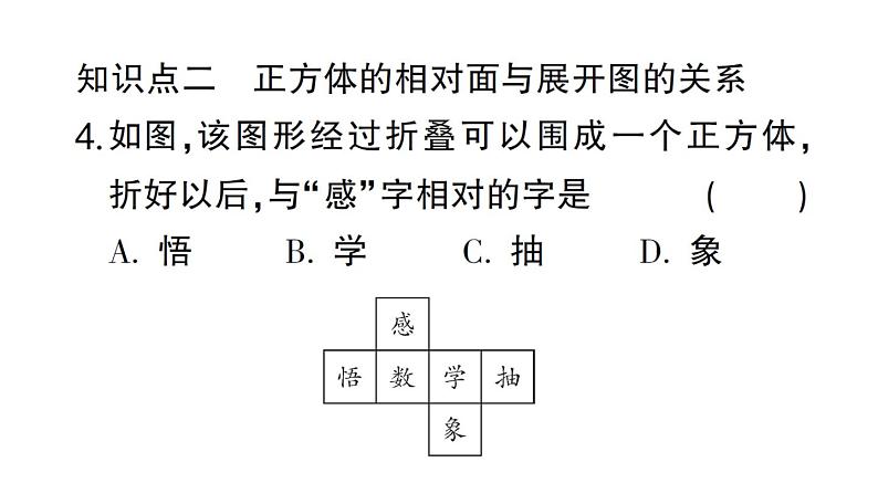 初中数学新北师大版七年级上册1.2第1课时 正方体的展开与折叠作业课件2024秋第5页