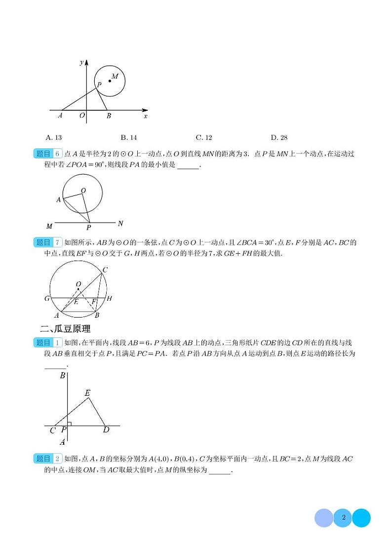 一箭穿心与瓜豆原理（最值专题）（学生版）第2页