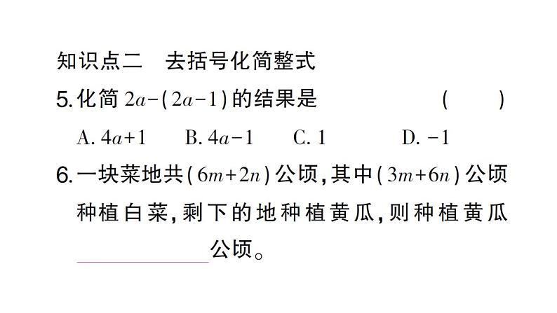 初中数学新北师大版七年级上册3.2第2课时 去括号作业课件2024秋第5页