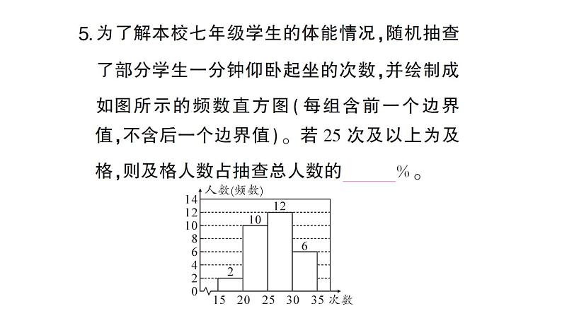 初中数学新北师大版七年级上册6.3第2课时 频数直方图作业课件2024秋第6页