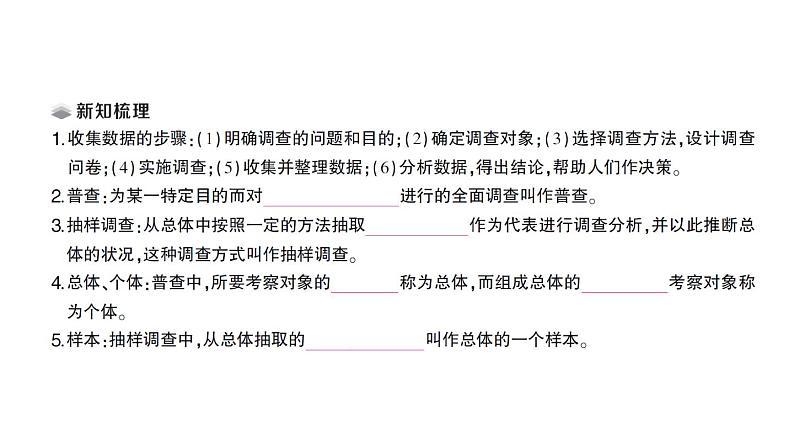 初中数学新北师大版七年级上册6.2第1课时 数据的收集课堂作业课件2024秋第2页