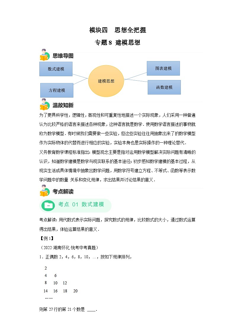 模块三 思想全把握专题8 建模思想 -最新中考数学二轮专题复习训练（含解析）第1页
