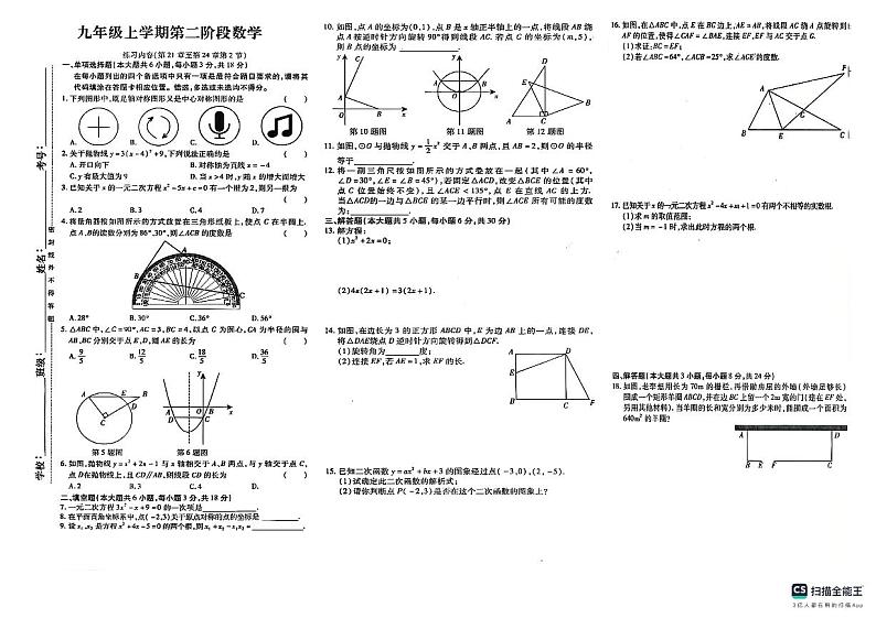 山东省德州市宁津县第六实验中学等校期中联考2024-2025学年九年级上学期11月期中数学试题01