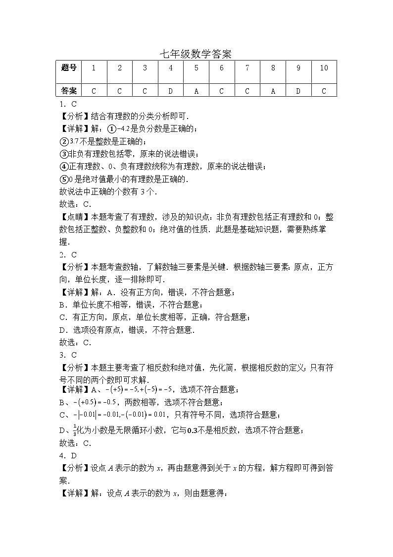 河南省周口市淮阳区2024-2025学年七年级上学期11月期中考试数学试题答案第1页