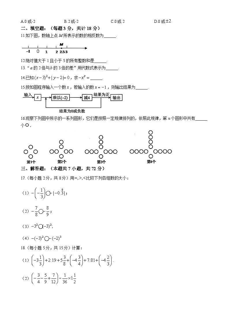 山东省菏泽市巨野县2024-2025学年七年级上学期11月期中考试数学试题第2页