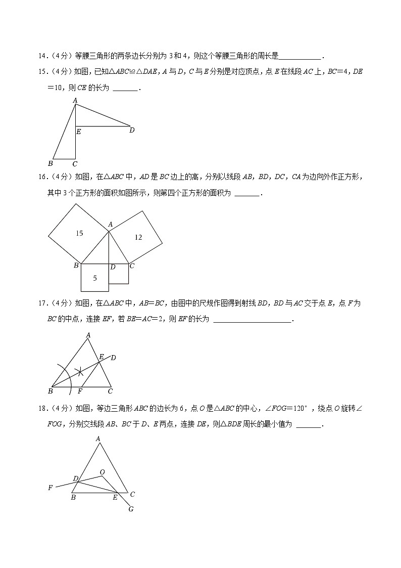 浙江省温州市第二中学2024-2025学年八年级上学期期中数学试卷03