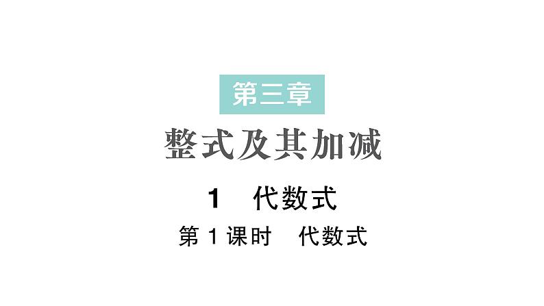 初中数学新北师大版七年级上册3.1第1课时 代数式作业课件2024秋季学期第1页