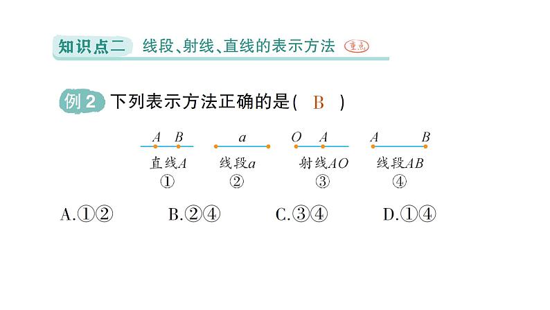 初中数学新北师大版七年级上册4.1第1课时 线段、射线、直线作业课件2024秋季学期第7页