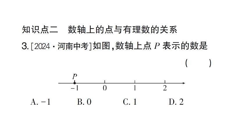 初中数学新华东师大版七年级上册1.2.1 数轴作业课件2024秋第4页