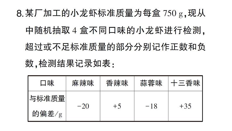 初中数学新华东师大版七年级上册1.7 有理数的减法作业课件2024秋第8页