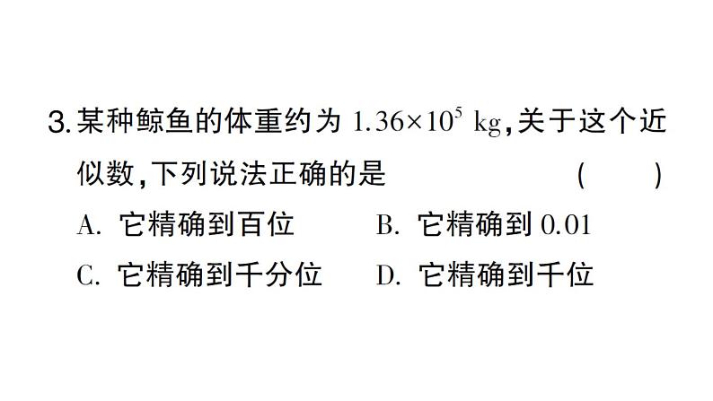 初中数学新华东师大版七年级上册1.13 近似数作业课件2024秋04