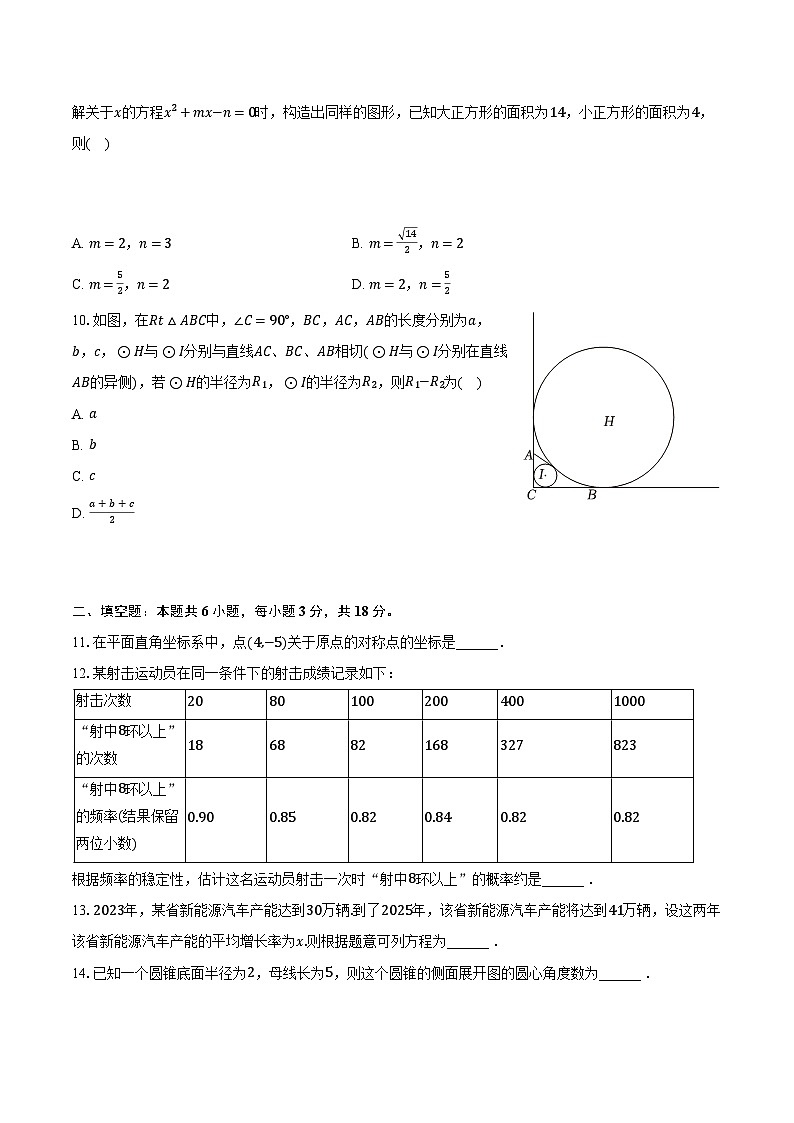2023-2024学年湖北省武汉市东西湖区九年级（上）期末数学试卷（含解析）第2页