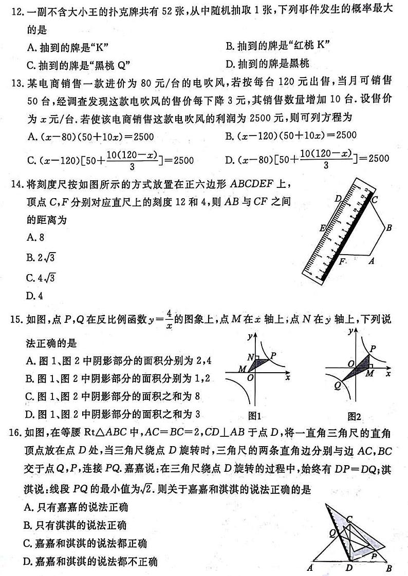 2023-2024学年河北省廊坊市霸州市九年级（上）期末数学试卷03